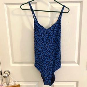 Aerie One Piece Blue Floral Tie Back Swim Suit Size XL